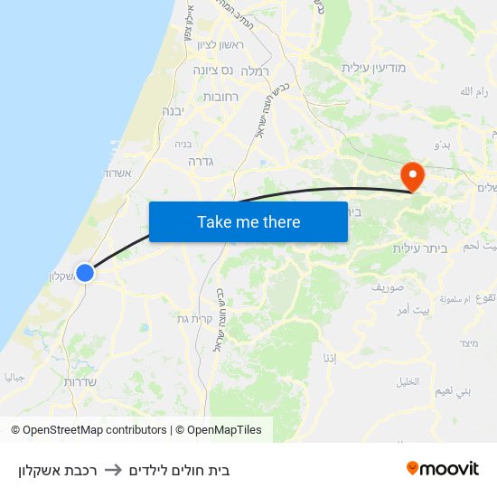 רכבת אשקלון to בית חולים לילדים map