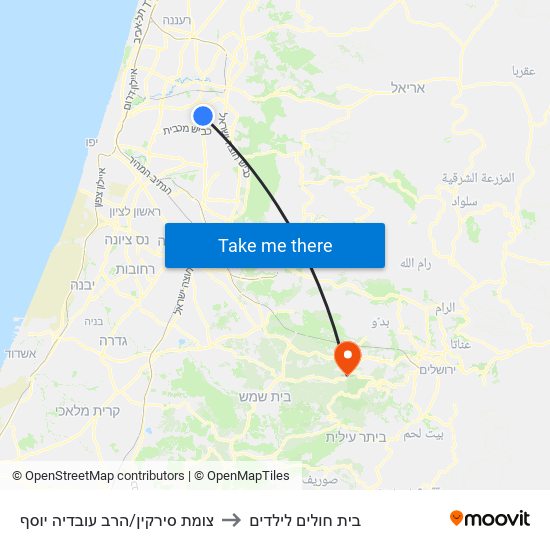 צומת סירקין/הרב עובדיה יוסף to בית חולים לילדים map