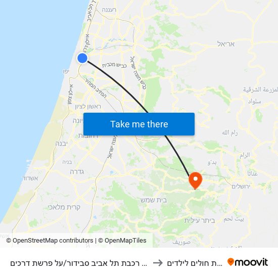 ת. רכבת תל אביב סבידור/על פרשת דרכים to בית חולים לילדים map