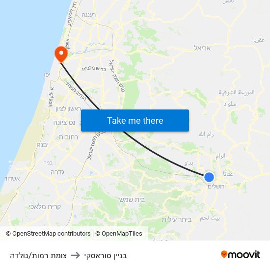 צומת רמות/גולדה to בניין סוראסקי map