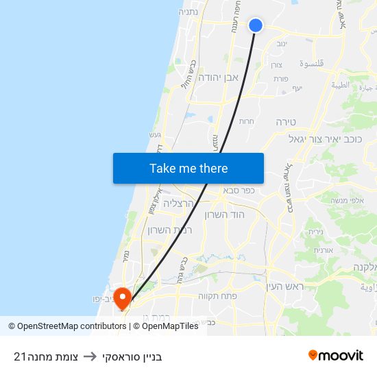 צומת מחנה21 to בניין סוראסקי map