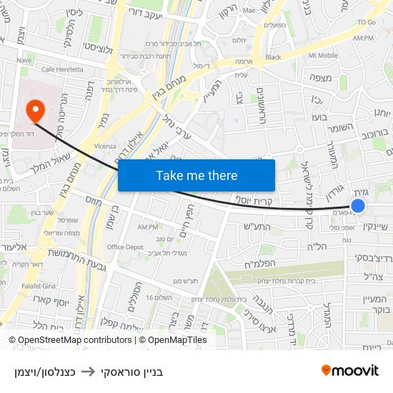 כצנלסון/ויצמן to בניין סוראסקי map