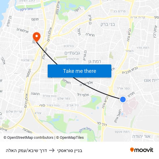 דרך שיבא/עמק האלה to בניין סוראסקי map