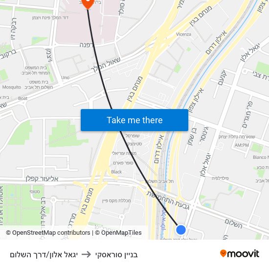 יגאל אלון/דרך השלום to בניין סוראסקי map