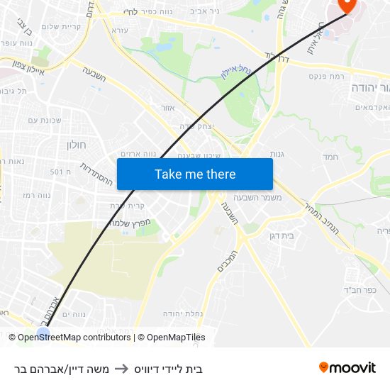 משה דיין/אברהם בר to בית ליידי דיוויס map