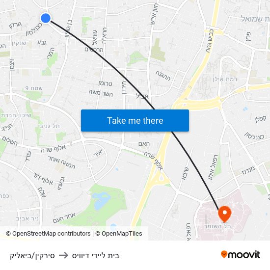 סירקין/ביאליק to בית ליידי דיוויס map