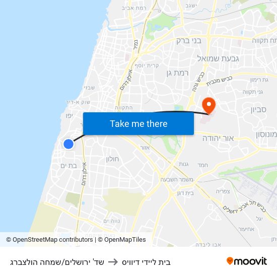 שד' ירושלים/שמחה הולצברג to בית ליידי דיוויס map