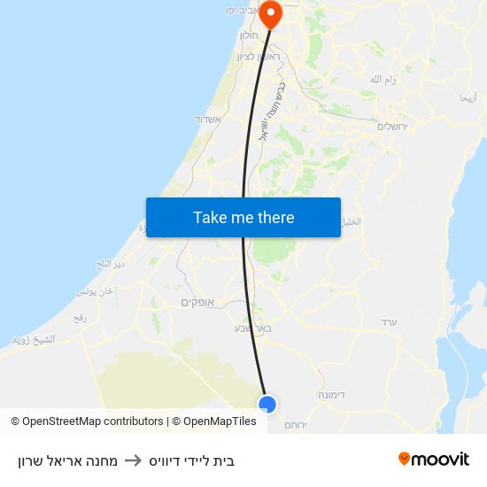 מחנה אריאל שרון to בית ליידי דיוויס map