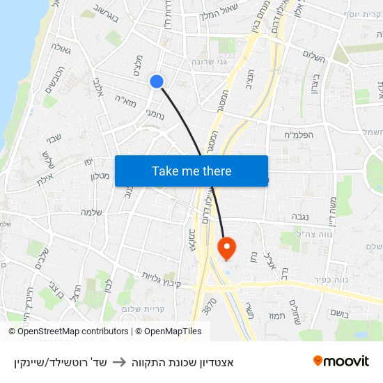 שד' רוטשילד/שיינקין to אצטדיון שכונת התקווה map