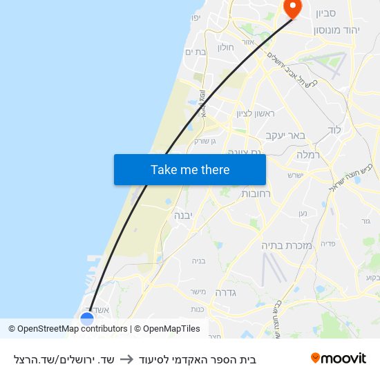 שד. ירושלים/שד.הרצל to בית הספר האקדמי לסיעוד map