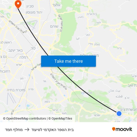 מחלף חמד to בית הספר האקדמי לסיעוד map