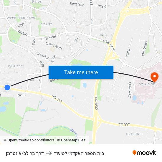 דרך בר לב/אונטרמן to בית הספר האקדמי לסיעוד map