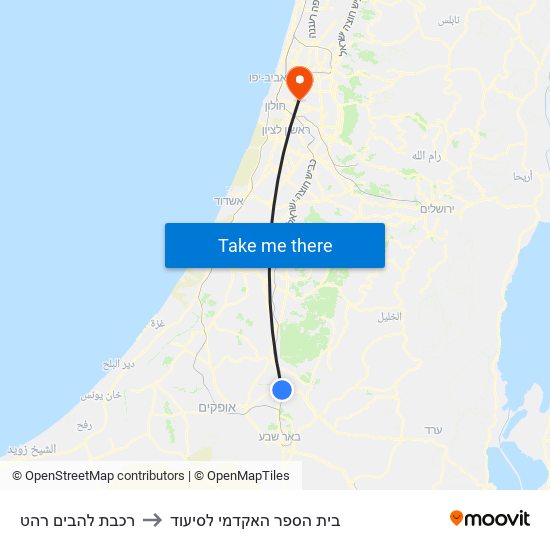 רכבת להבים רהט to בית הספר האקדמי לסיעוד map