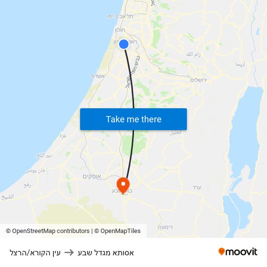 עין הקורא/הרצל to אסותא מגדל שבע map