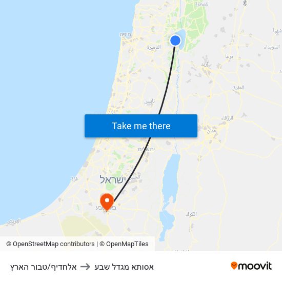 אלחדיף/טבור הארץ to אסותא מגדל שבע map