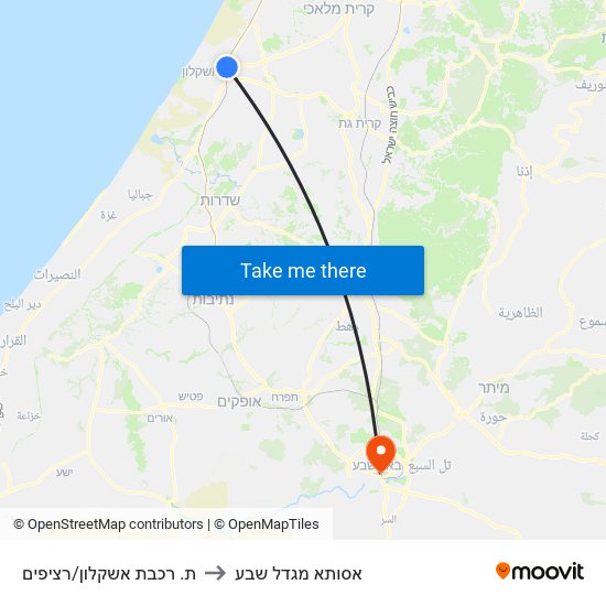 ת. רכבת אשקלון/רציפים to אסותא מגדל שבע map