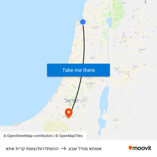 ההסתדרות/צומת קרית אתא to אסותא מגדל שבע map