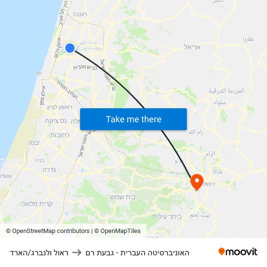 ראול ולנברג/הארד to האוניברסיטה העברית - גבעת רם map