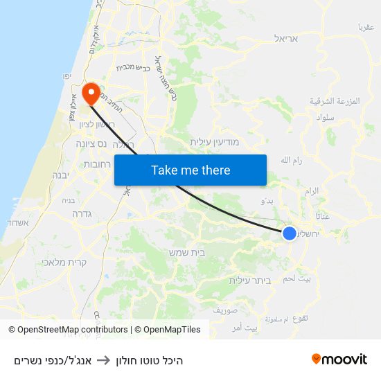 אנג'ל/כנפי נשרים to היכל טוטו חולון map