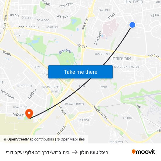 בית ברוש/דרך רב אלוף יעקב דורי to היכל טוטו חולון map