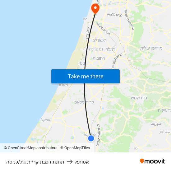 תחנת רכבת קריית גת/כניסה to אסותא map