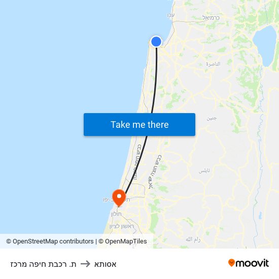ת. רכבת חיפה מרכז to אסותא map