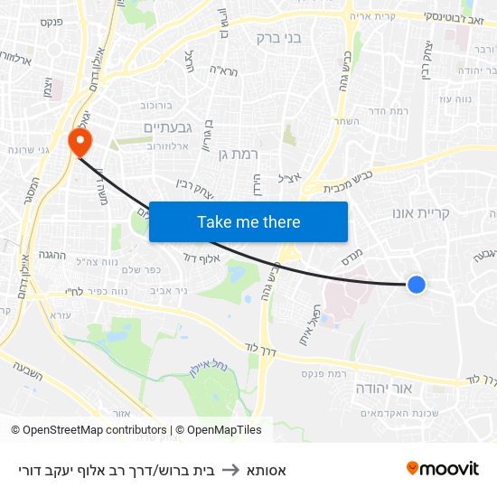 בית ברוש/דרך רב אלוף יעקב דורי to אסותא map