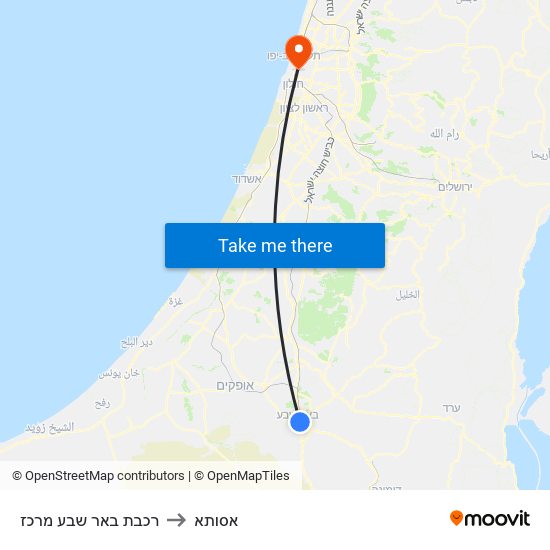 רכבת באר שבע מרכז to אסותא map