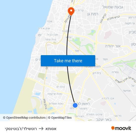 רוטשילד/ז'בוטינסקי to אסותא map