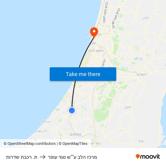 ת. רכבת שדרות to מרכז הלב ע""ש סמי עופר map