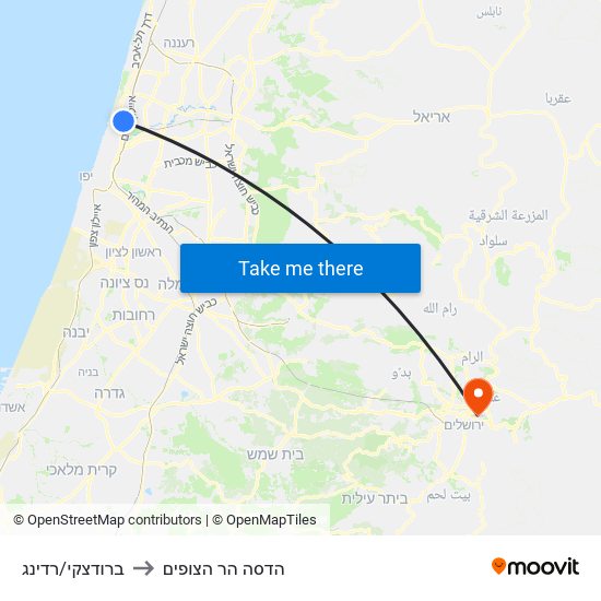 ברודצקי/רדינג to הדסה הר הצופים map