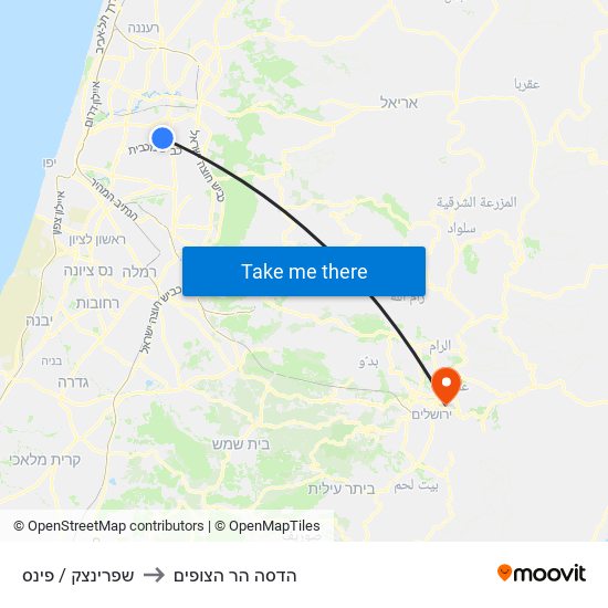 שפרינצק / פינס to הדסה הר הצופים map