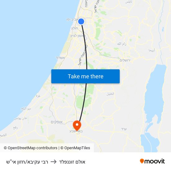 רבי עקיבא/חזון אי''ש to אולם זוננפלד map