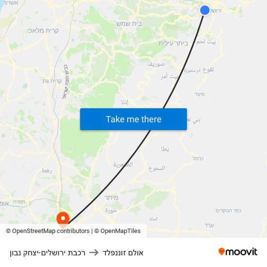 רכבת ירושלים-יצחק נבון to אולם זוננפלד map