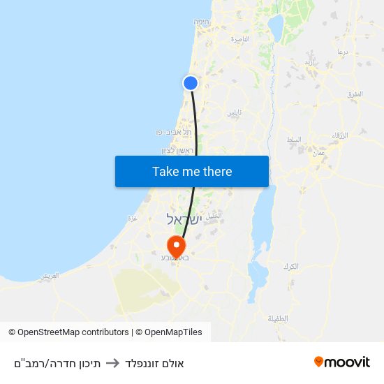 תיכון חדרה/רמב''ם to אולם זוננפלד map