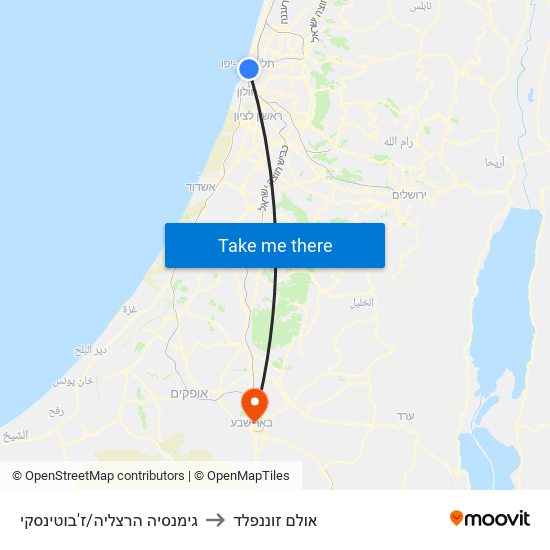 גימנסיה הרצליה/ז'בוטינסקי to אולם זוננפלד map