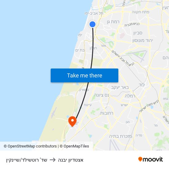 שד' רוטשילד/שיינקין to אצטדיון יבנה map