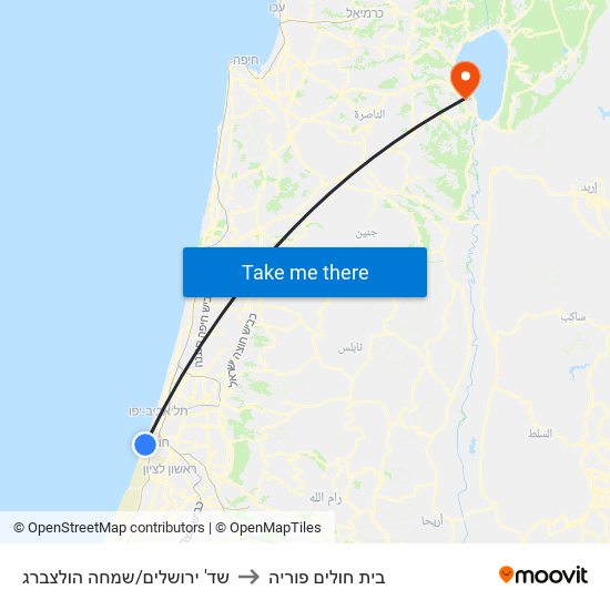 שד' ירושלים/שמחה הולצברג to בית חולים פוריה map