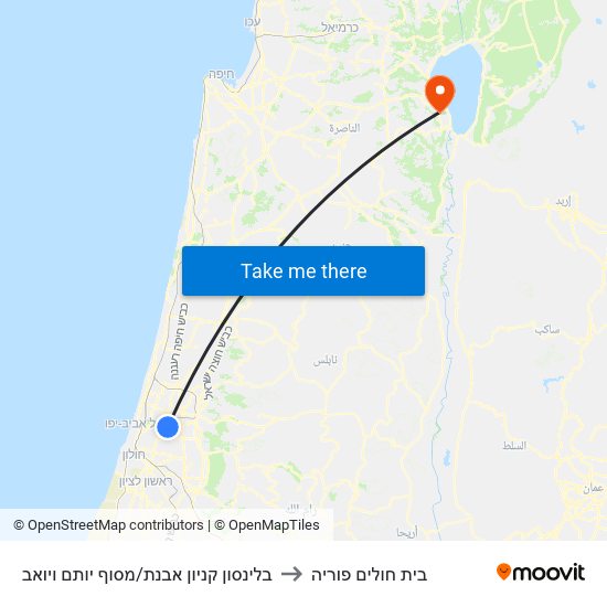 ת. רק''ל בלינסון/קניון אבנת to בית חולים פוריה map