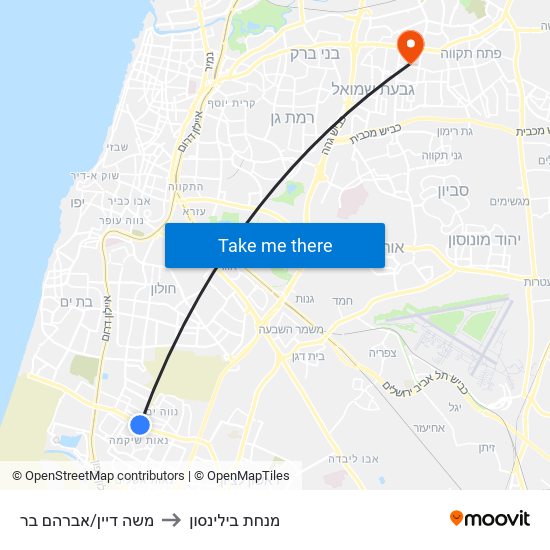 משה דיין/אברהם בר to מנחת בילינסון map