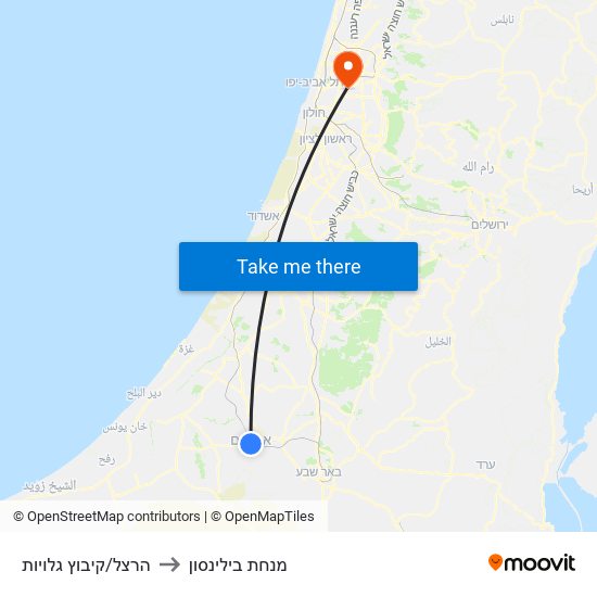 הרצל/קיבוץ גלויות to מנחת בילינסון map