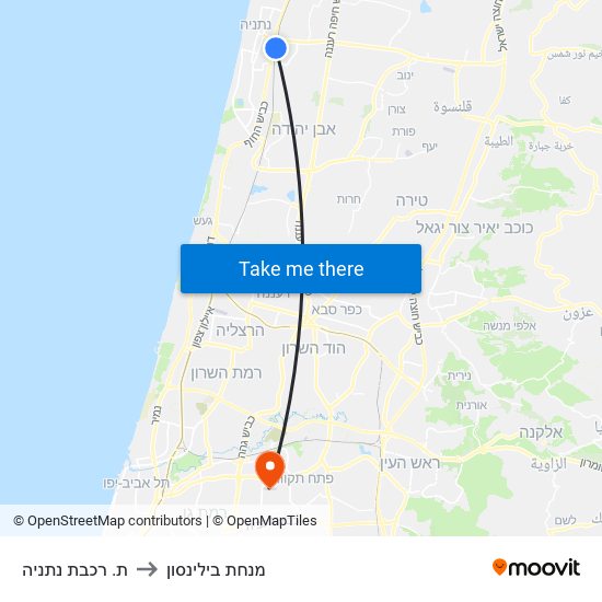 ת. רכבת נתניה to מנחת בילינסון map