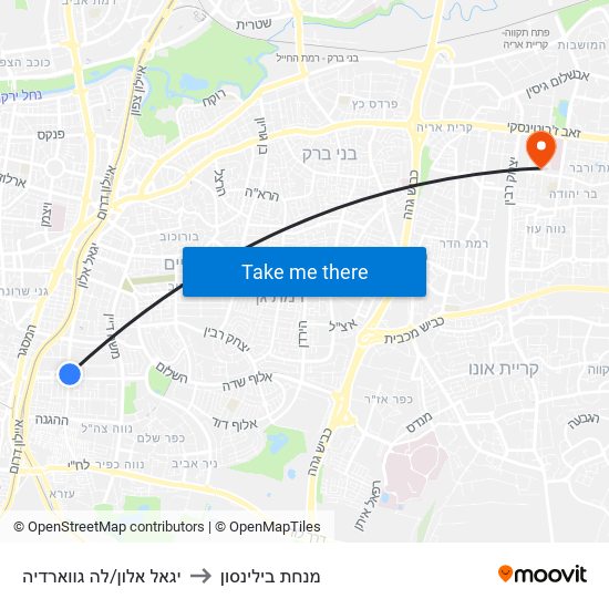 יגאל אלון/לה גווארדיה to מנחת בילינסון map