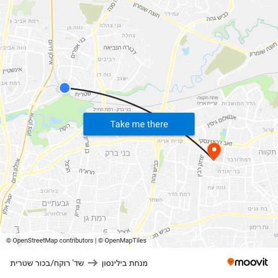 שד' רוקח/בכור שטרית to מנחת בילינסון map