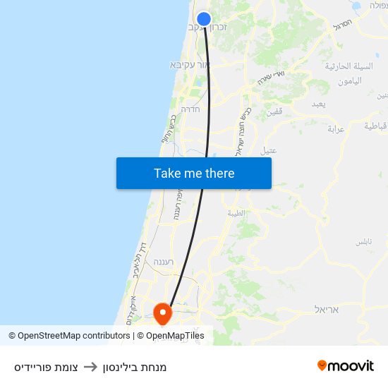 צומת פוריידיס to מנחת בילינסון map