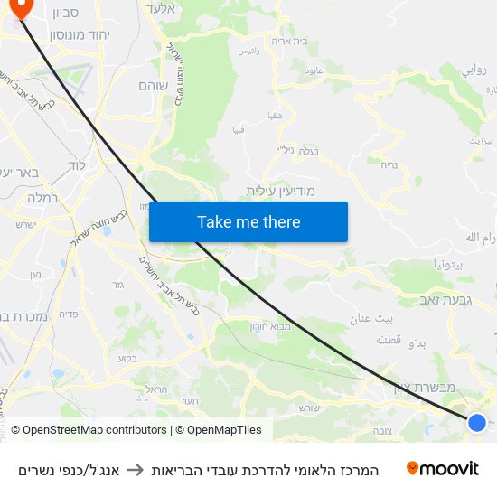 אנג'ל/כנפי נשרים to המרכז הלאומי להדרכת עובדי הבריאות map