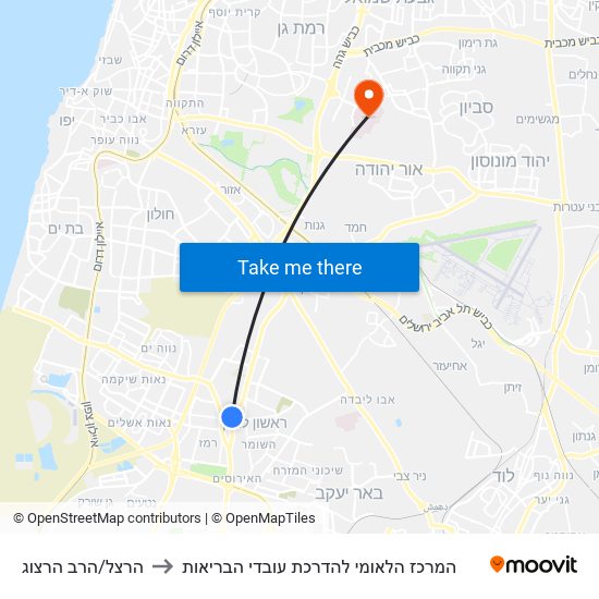 הרצל/הרב הרצוג to המרכז הלאומי להדרכת עובדי הבריאות map