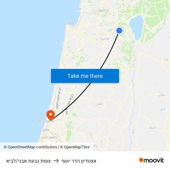 צומת גבעת אבני/לביא to אצטדיון הדר יוסף map