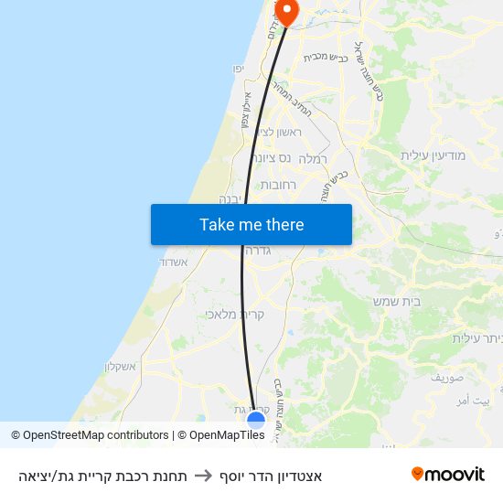 תחנת רכבת קריית גת/יציאה to אצטדיון הדר יוסף map