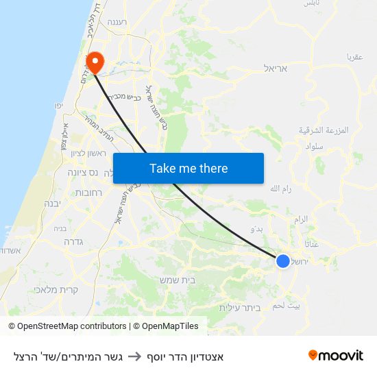 גשר המיתרים/שד' הרצל to אצטדיון הדר יוסף map